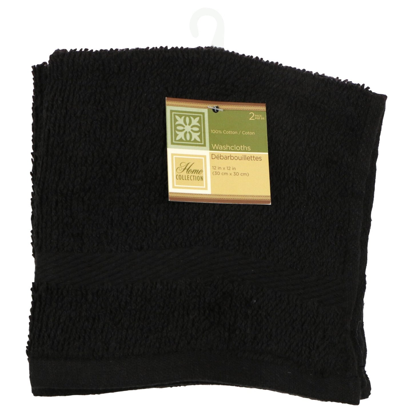 Home Collection Black Cotton Washcloths, 2-ct. Packs (Pack of 24)