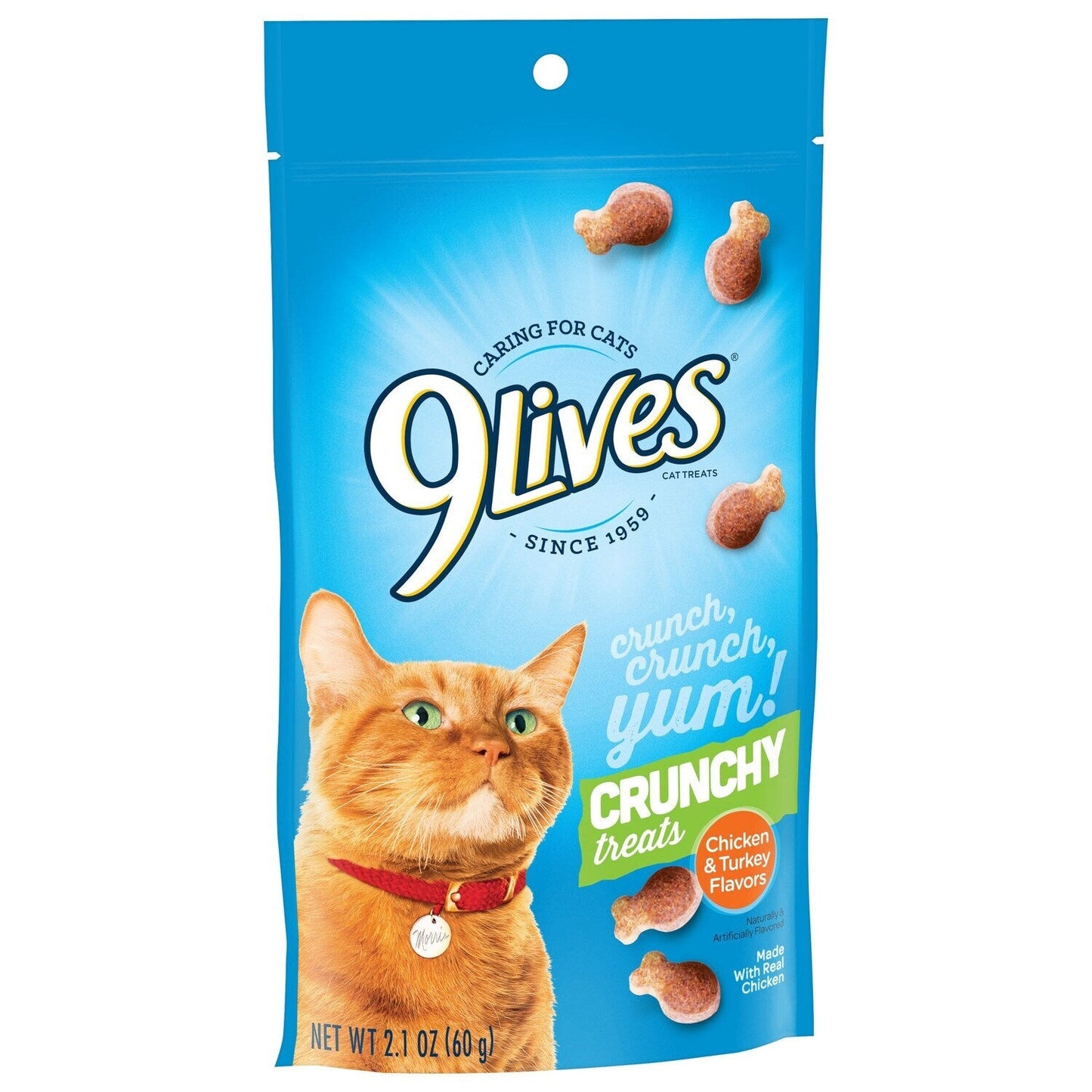 9 Lives Chicken and Turkey Flavored Crunchy Cat Treats, 2.1-oz Bags (Pack of 12)
