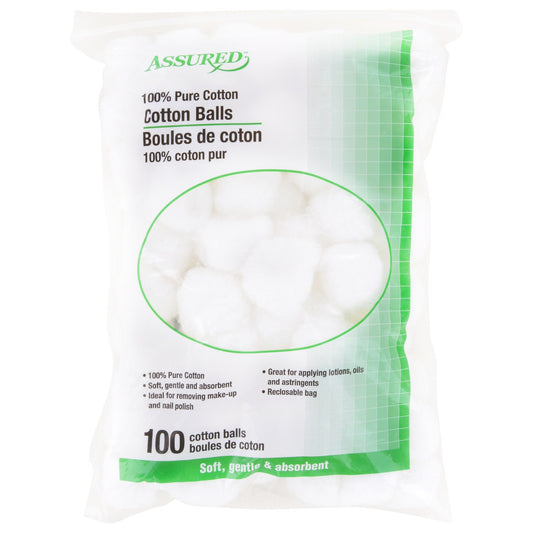 Assured Cotton Balls, 100-ct. Bags (Pack of 4)