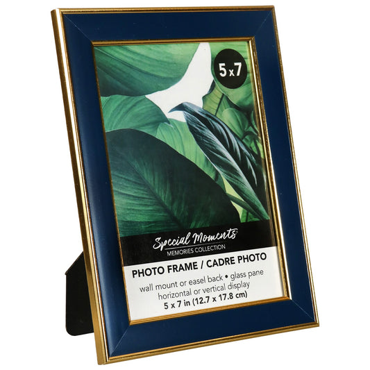 Navy and Double Gold Edge Photo Frames, 5x7 in. (Pack 12)