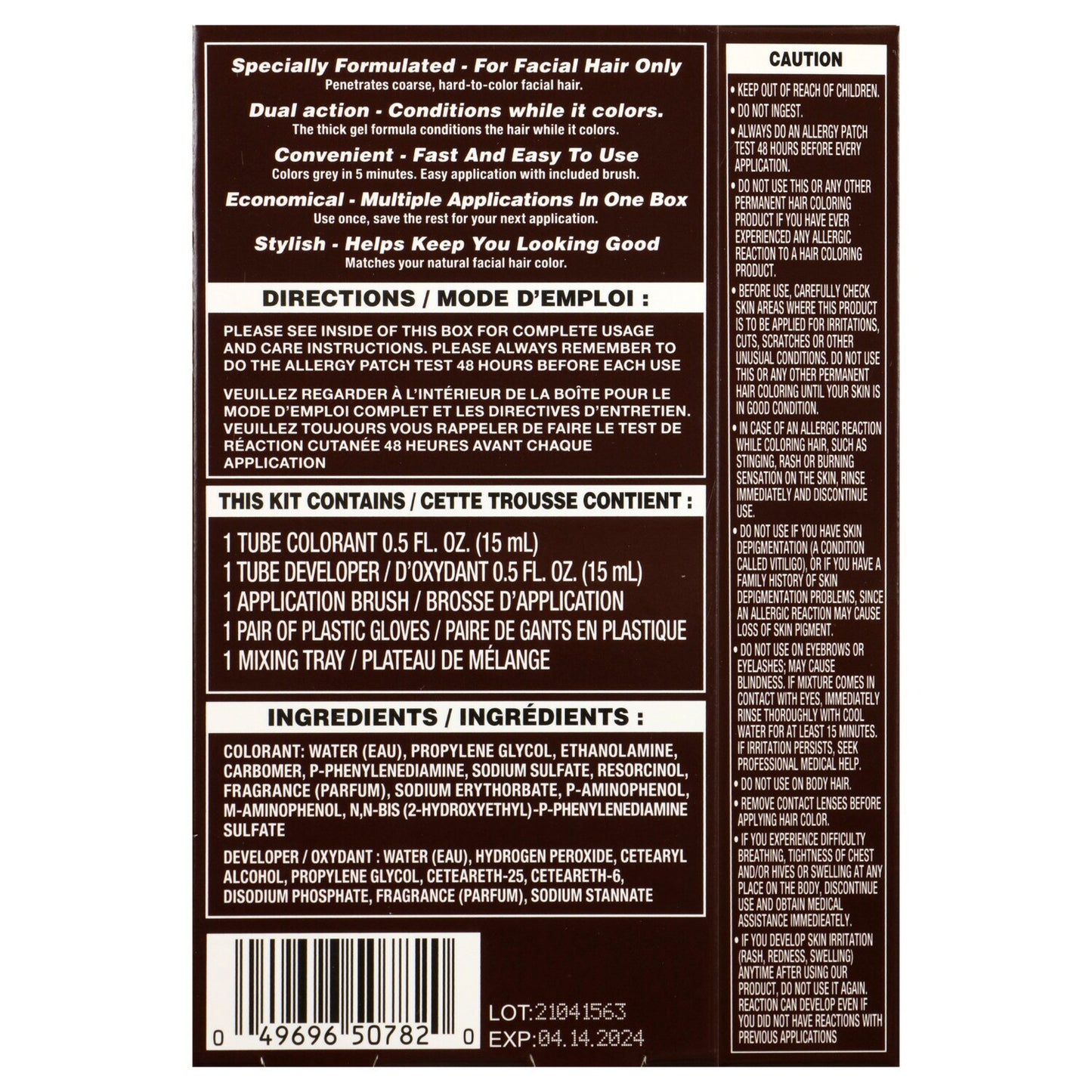 Color For Him Men's Brush-In Brown Hair Coloring, 0.5-oz. (Pack of 24)