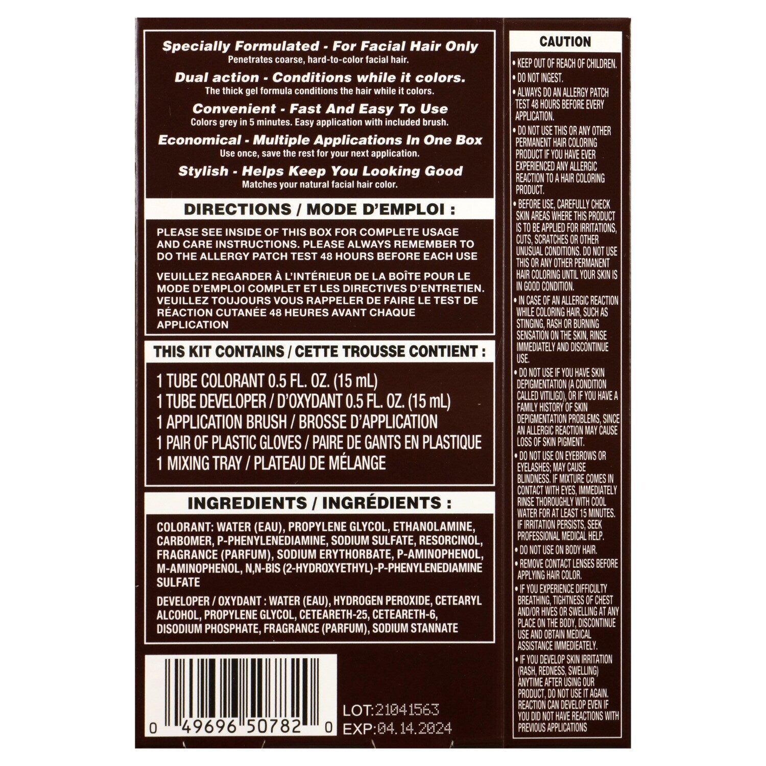 Color For Him Men's Brush-In Brown Hair Coloring, 0.5-oz. (Pack of 24)