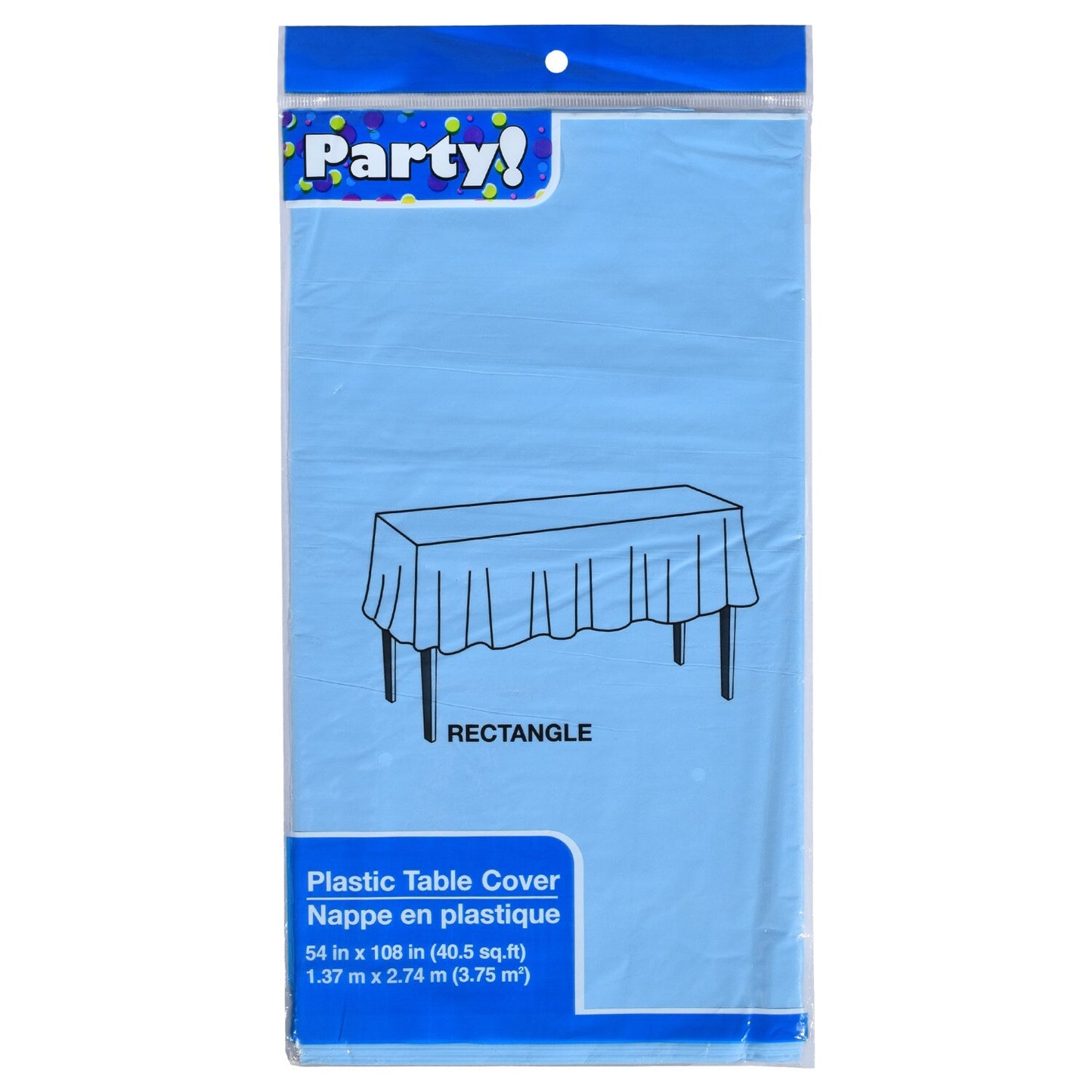 Light Blue Plastic Table Covers, 54x108" (Pack of 36)