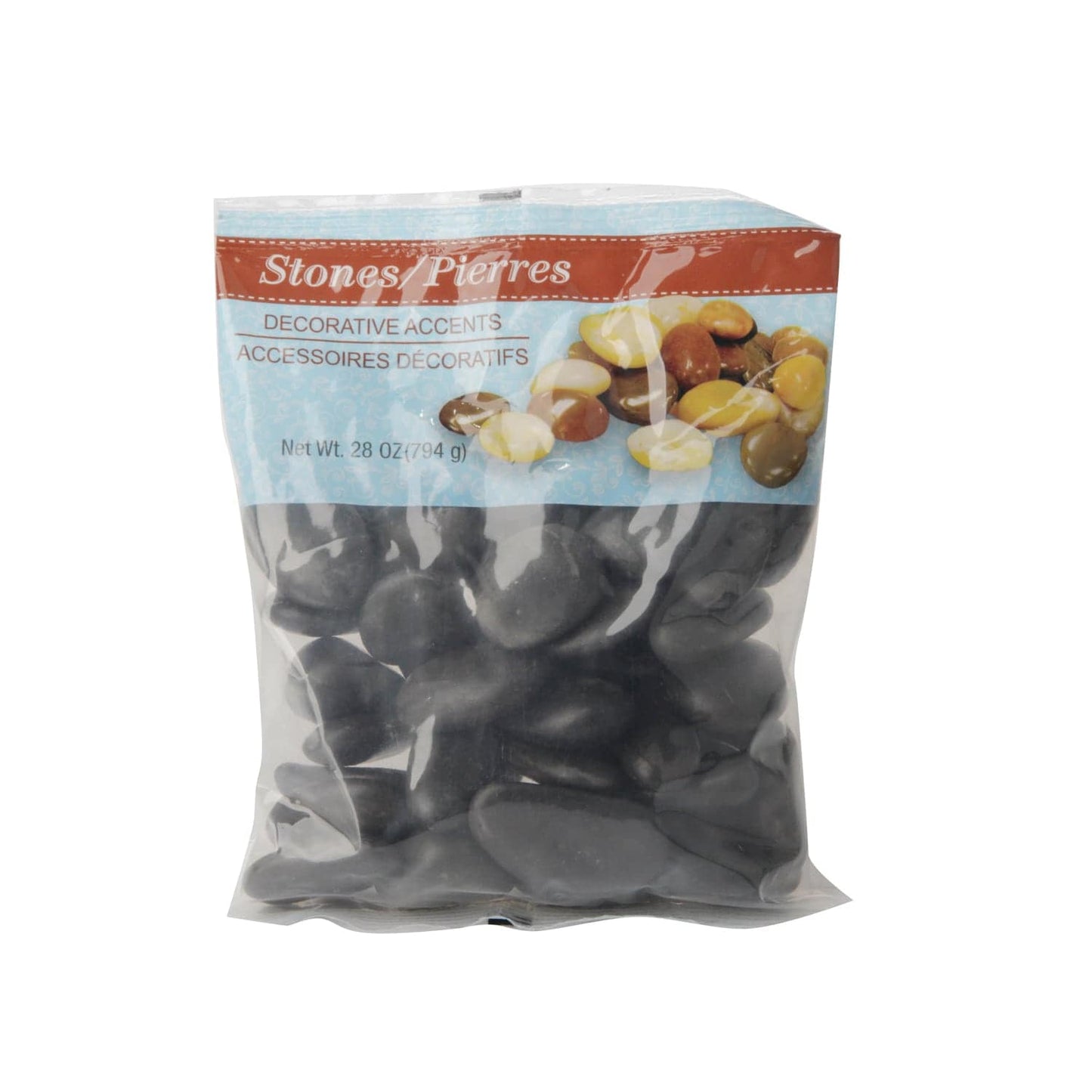 Black Decorative Accent Polished River Stones, 28-oz. (Pack of 4)