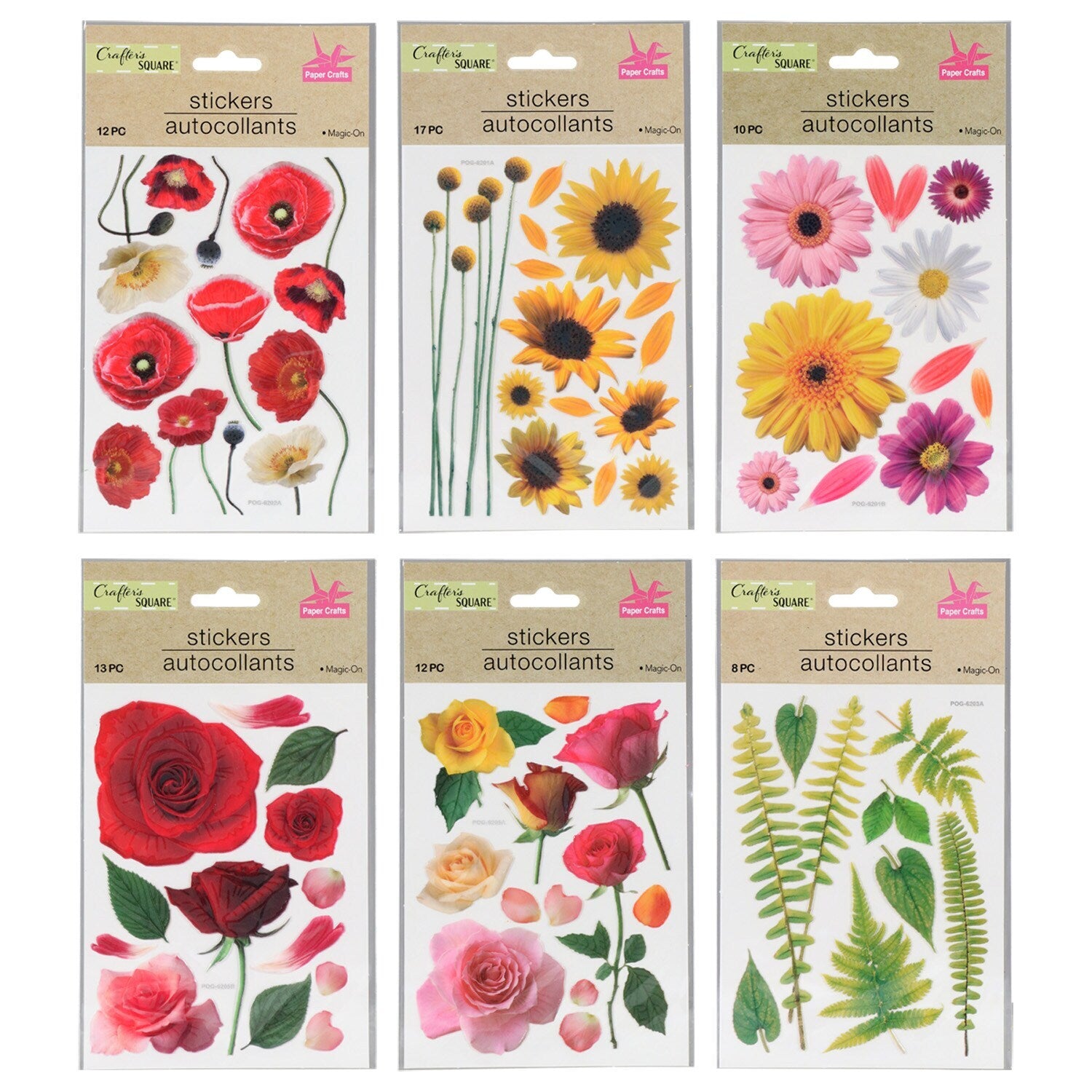 Crafter's Square Floral Stickers (Pack of 36)