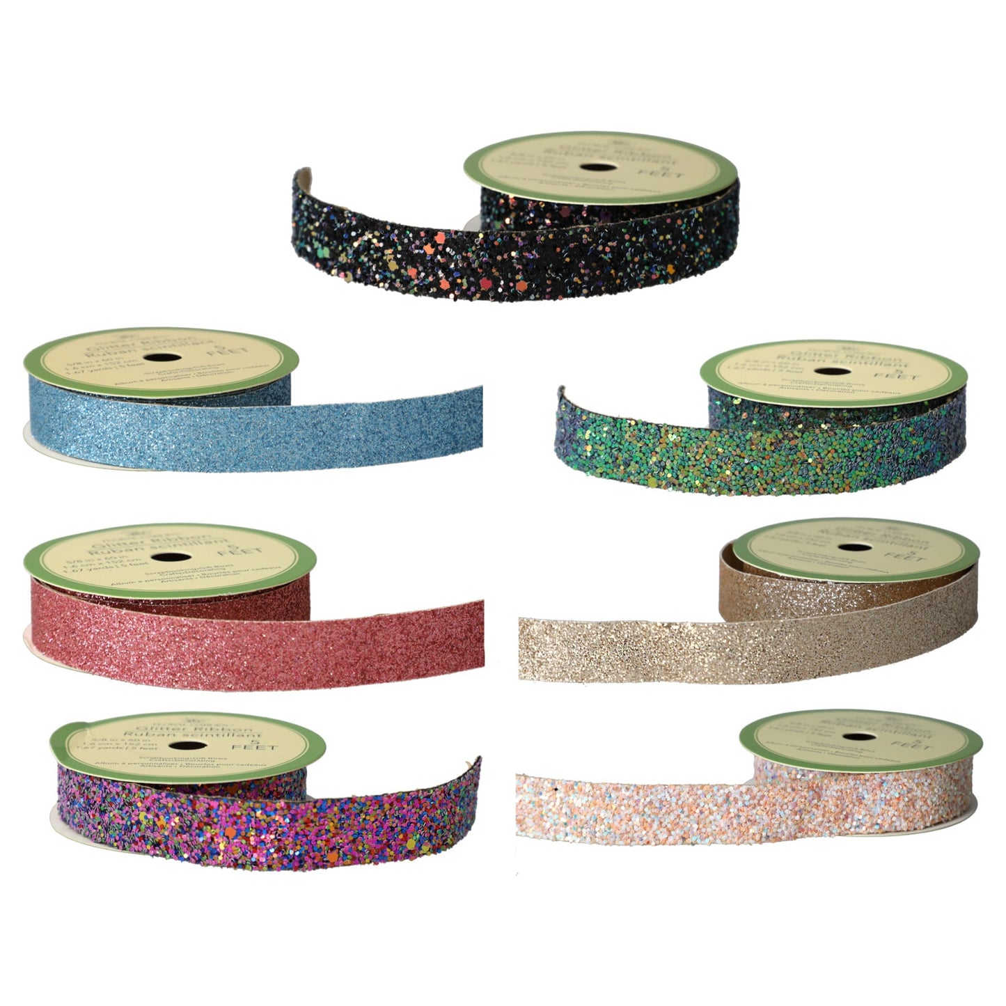 Floral Garden Chunky Glitter Ribbon, 5-ft. Rolls (Pack of 35)