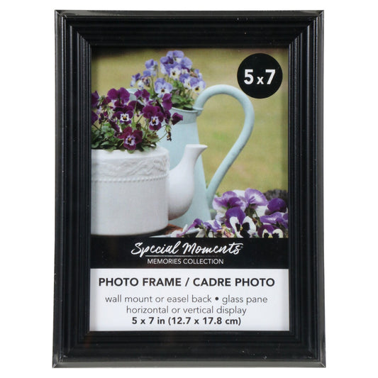 Elegant Grooved Black Plastic Photo Frames, 5x7 in. (Pack of 15)