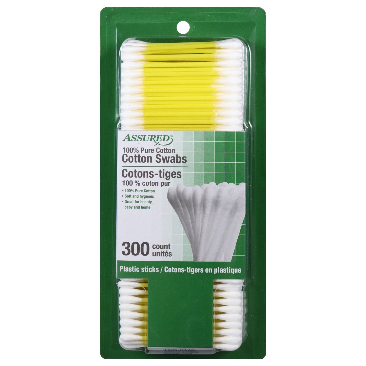 Assured Cotton Swabs with Colorful Plastic Sticks, 300-ct. Packs (Pack of 36)