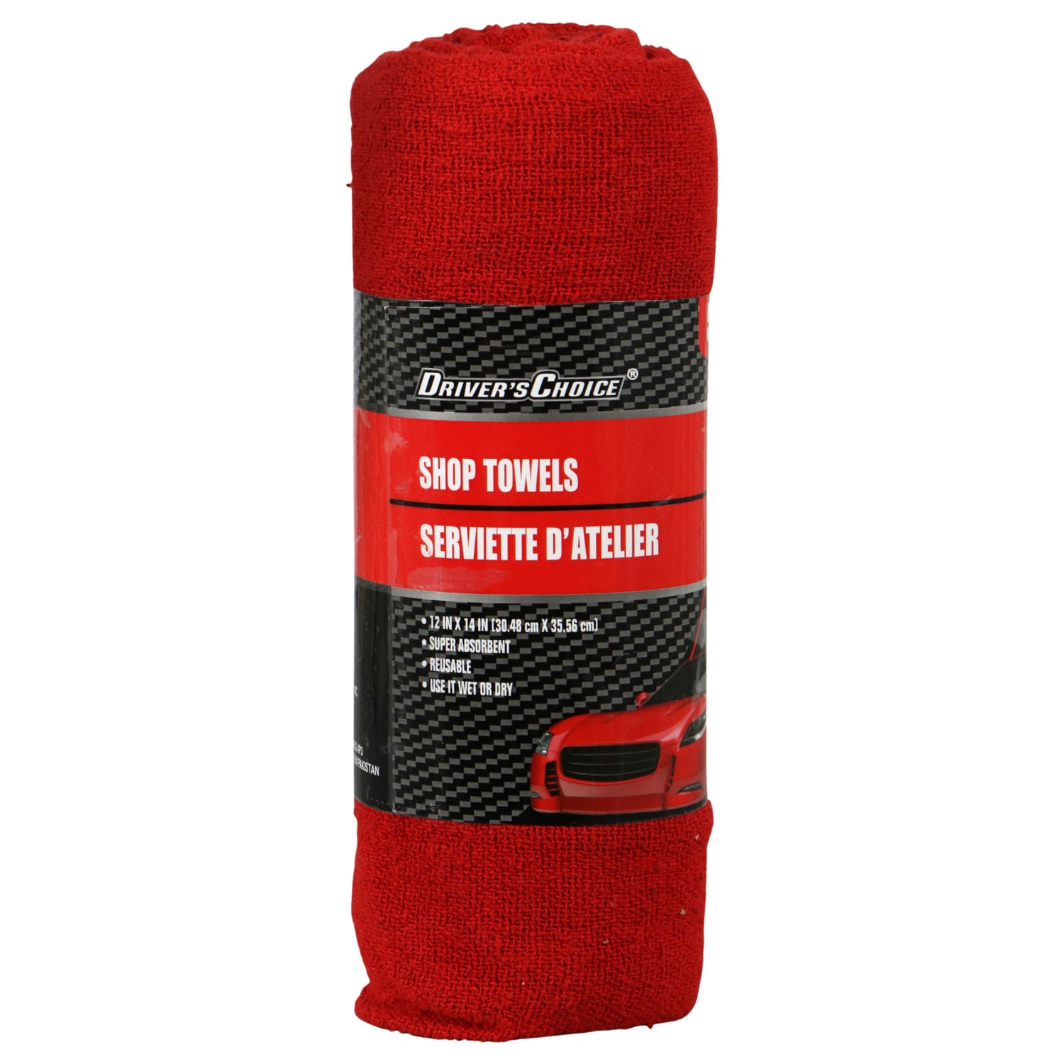 Driver's Choice Red Cotton Shop Towels, 5-ct. Packs (Pack of 36)