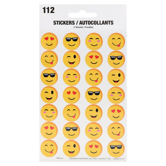 Smiley Face Sticker Sheets (Pack of 24)