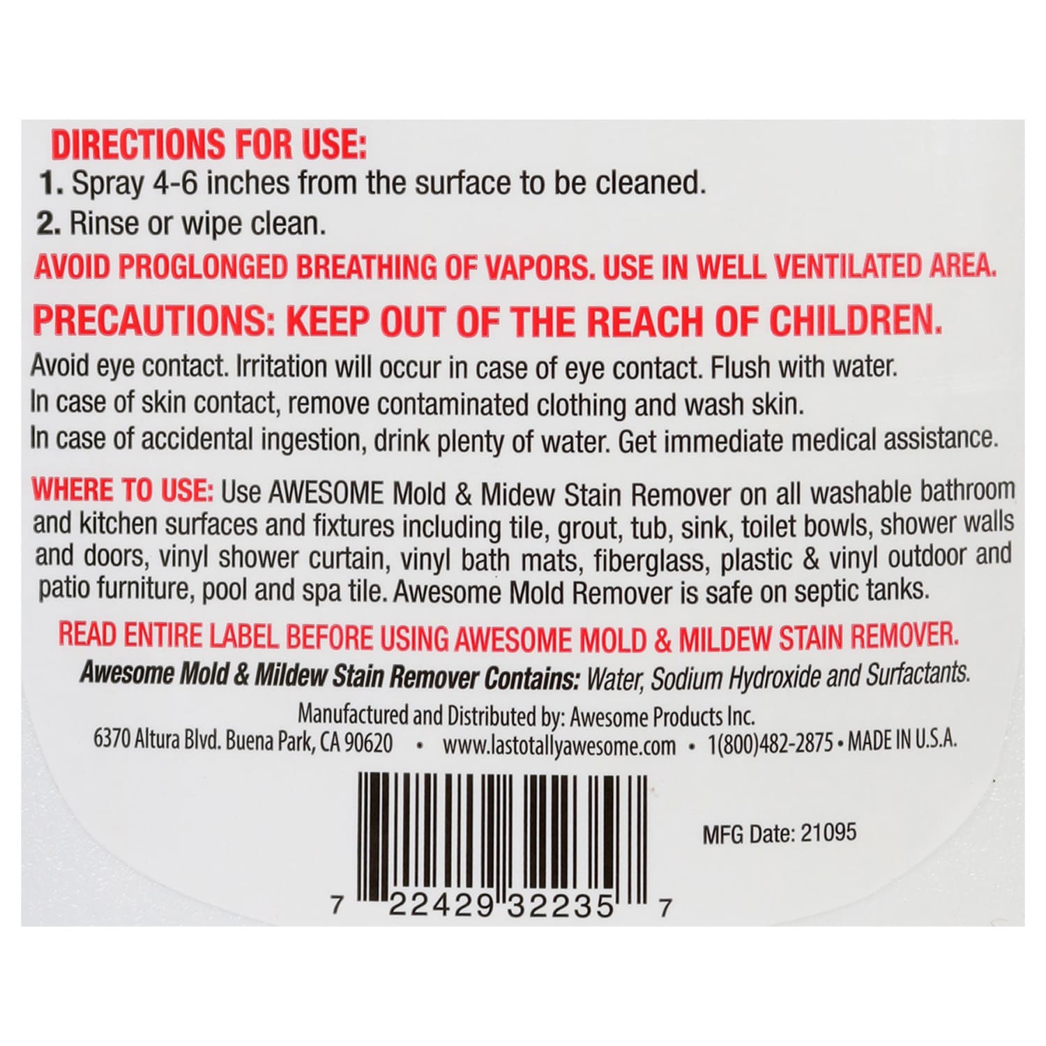 LA's Totally Deep Penetrating Mold and Mildew Stain Remover, 32-oz. (Pack of 12)