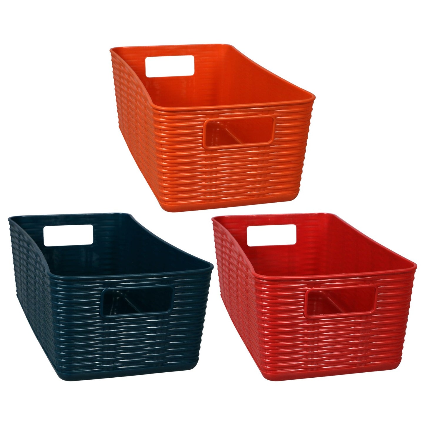 Essentials Rectangular Harvest Woven Baskets with Handles, 11.125x6.25x4.25 in.
