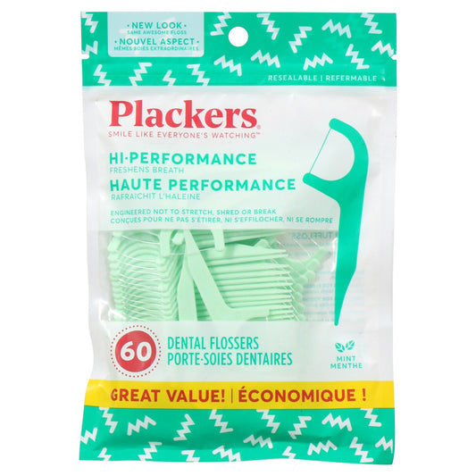 Plackers Mint Dental Flossers, 60-ct. Bags (Pack of 24)