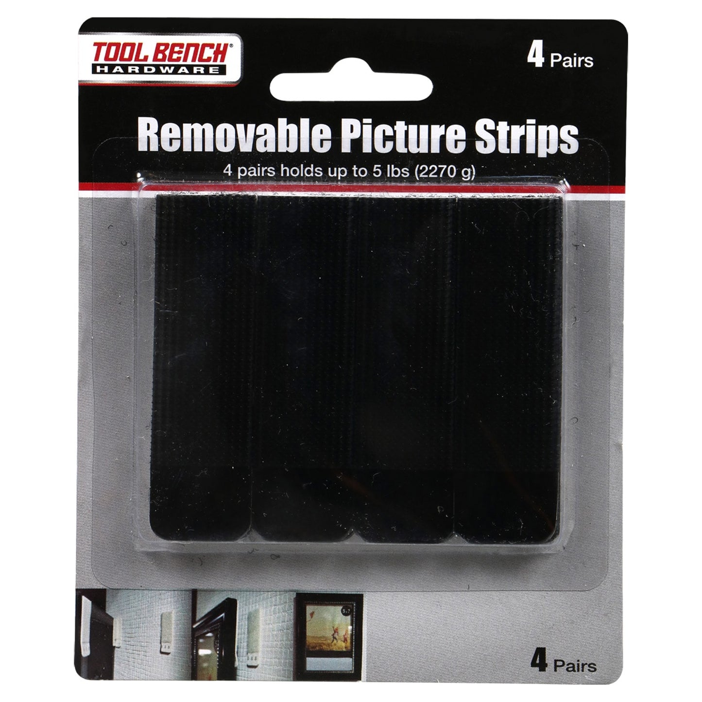 Tool Bench Hardware Removable Picture Strips, 4-Pair Packs (Pack of 36)