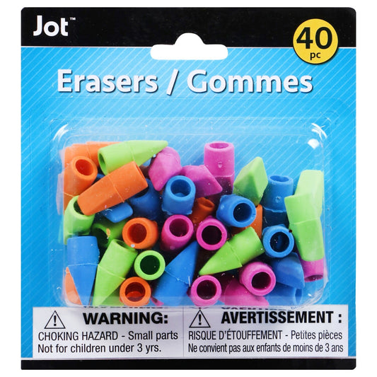 Jot Brightly Colored Pencil Top Erasers, 40-ct. Packs (Pack of 36)