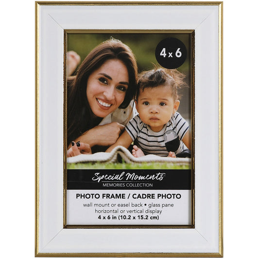 Special White Picture Frames with Gold Trim, 4x6 in. (Pack of 12)