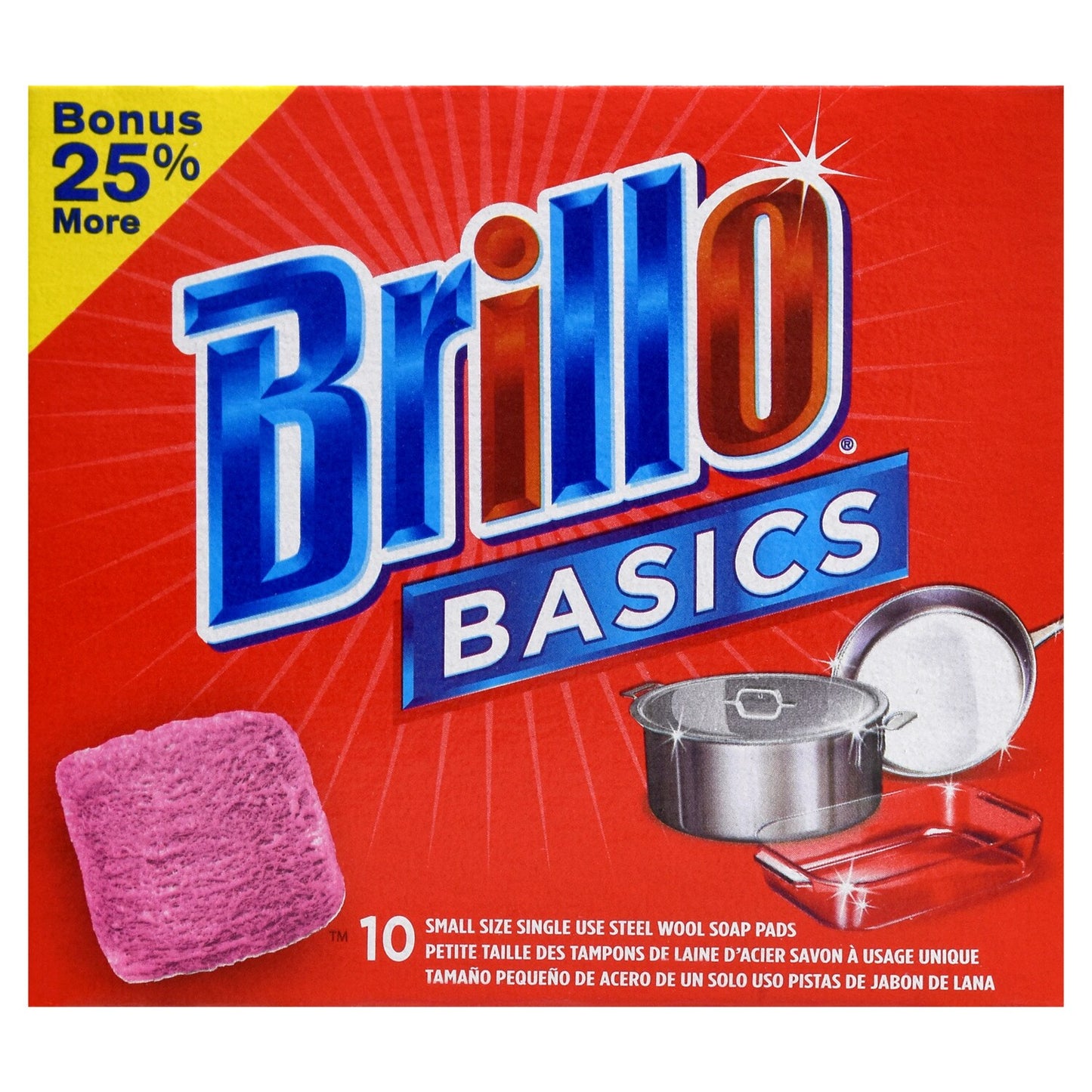 Brillo Basics Steel-Wool Soap Pads, 8-ct. Boxes (Pack of 12)