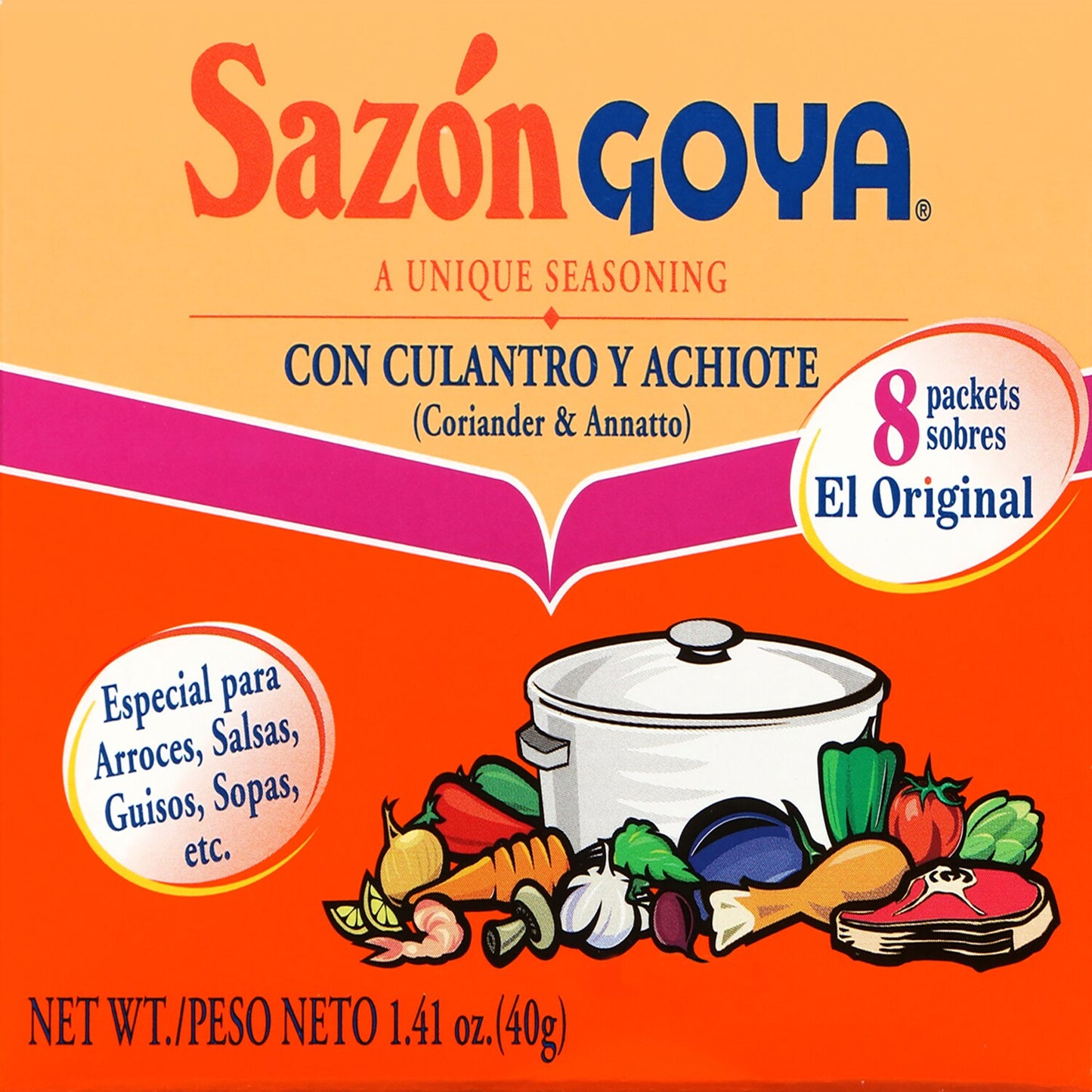 Goya Sazon Seasoning, 8-ct. Boxes (Pack of 18)
