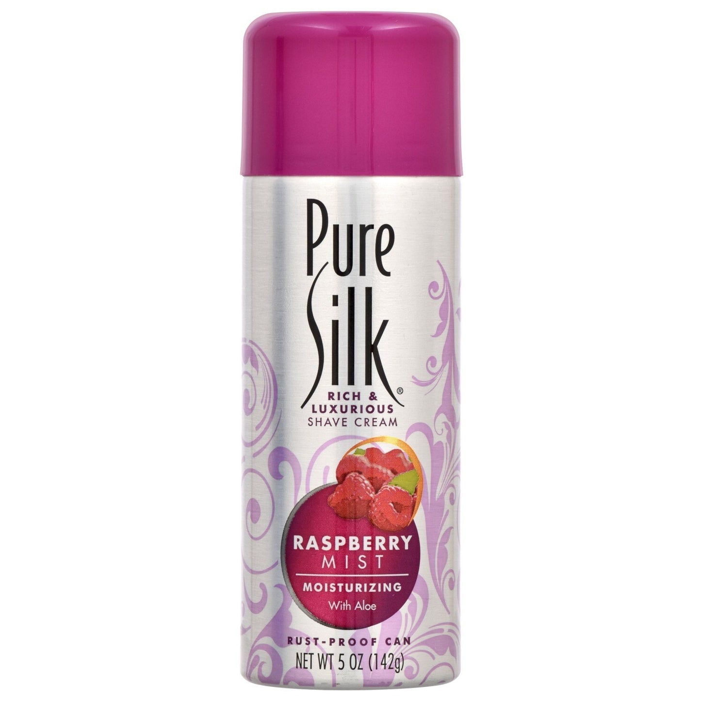 Pure Silk Raspberry Mist Moisturizing Shave Cream, 5 oz. Cans (Pack of 12)