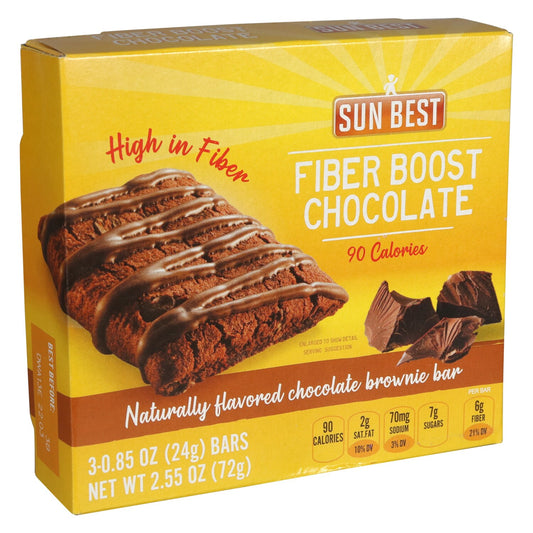 Sun Best Fiber Boosting Chocolate Brownie Bars, 3-ct. Packs (Pack of 12)