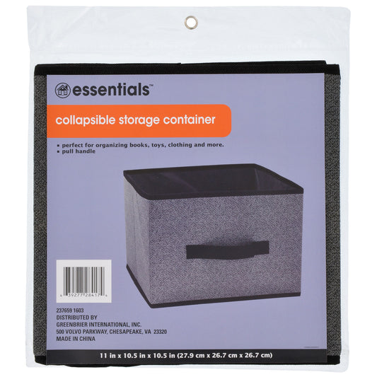 Essentials Gray Collapsible Storage Containers with Handles, 11 in. (Pack of 4)