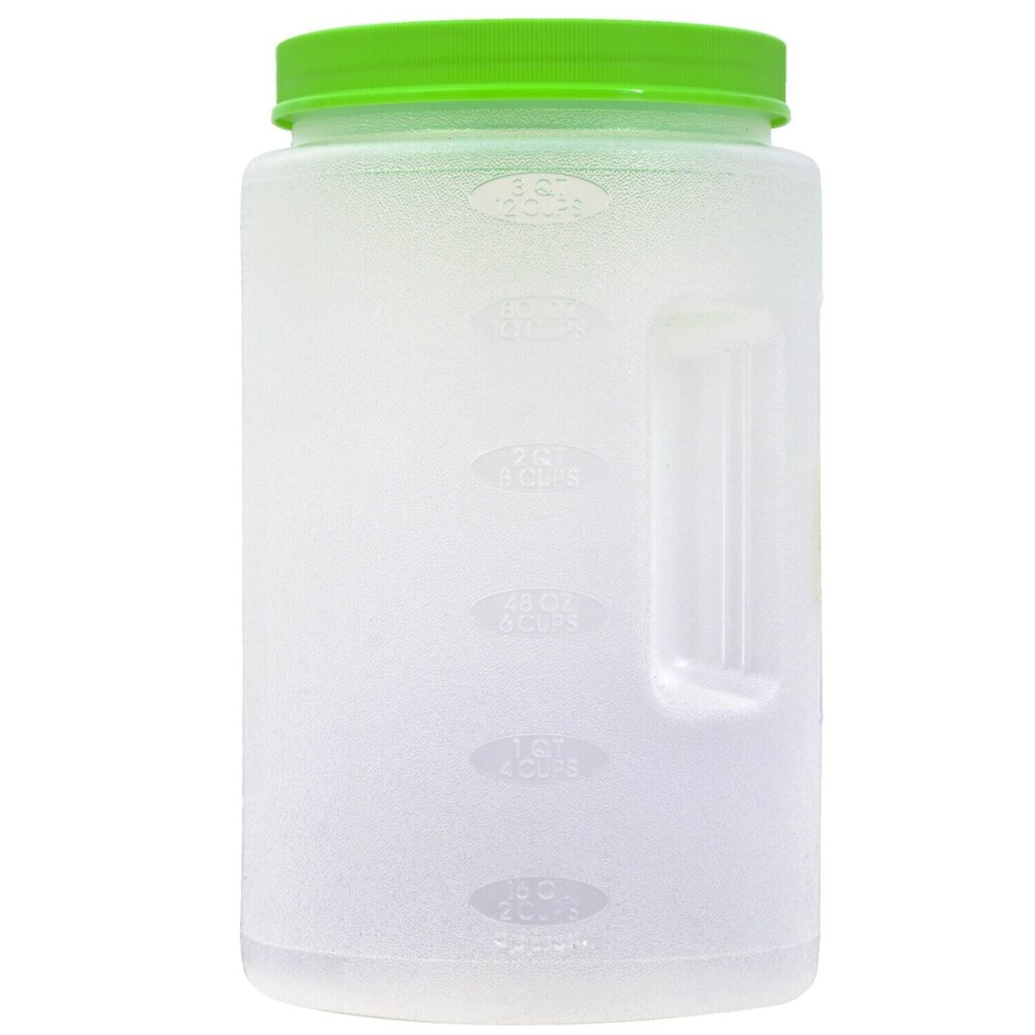 Plastic Canisters with Green Twist on Lids, 3 qt. (Pack of 24)