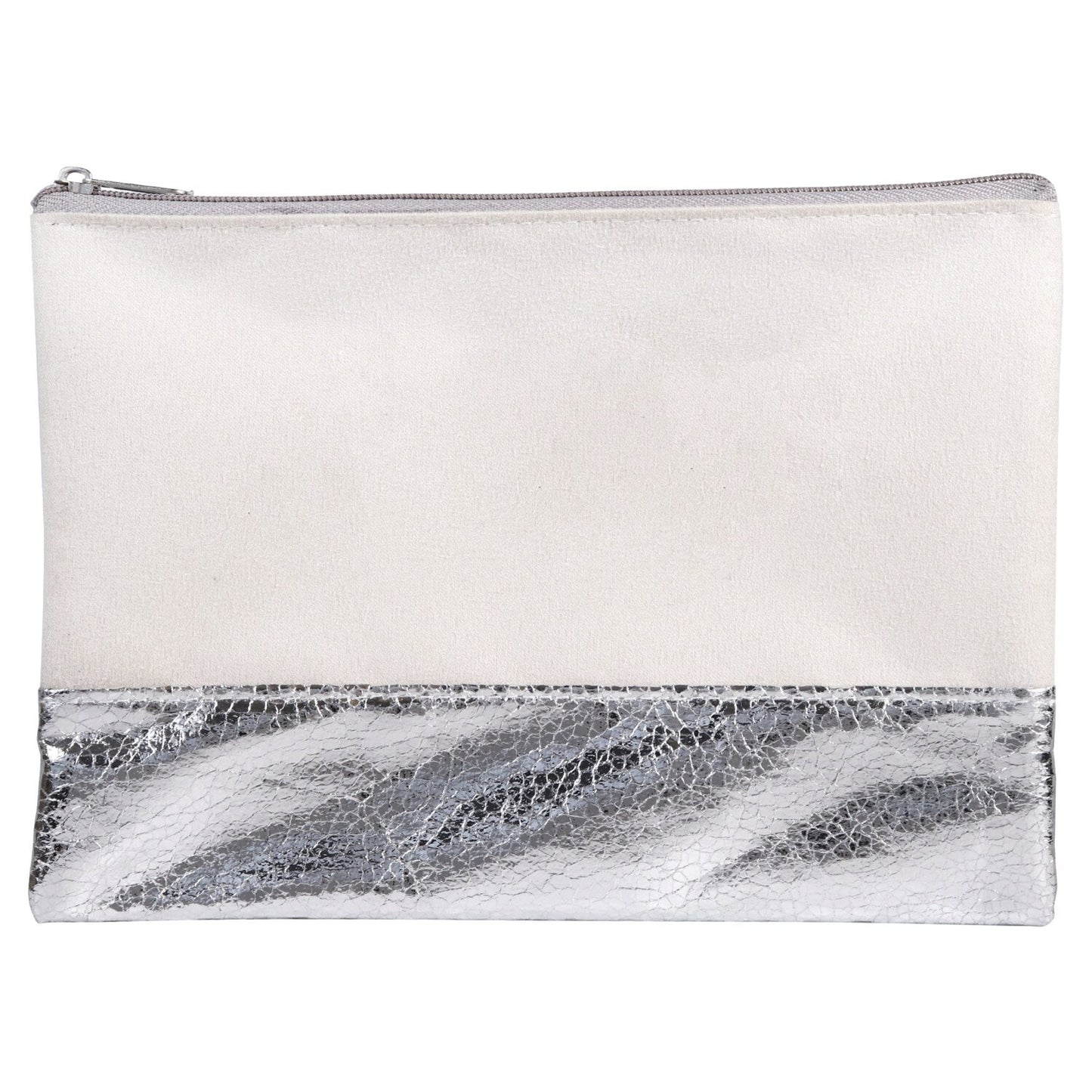 Cream Colored Cosmetic Bags with Metallic Bottoms, 5x8 in. (Pack of 6)