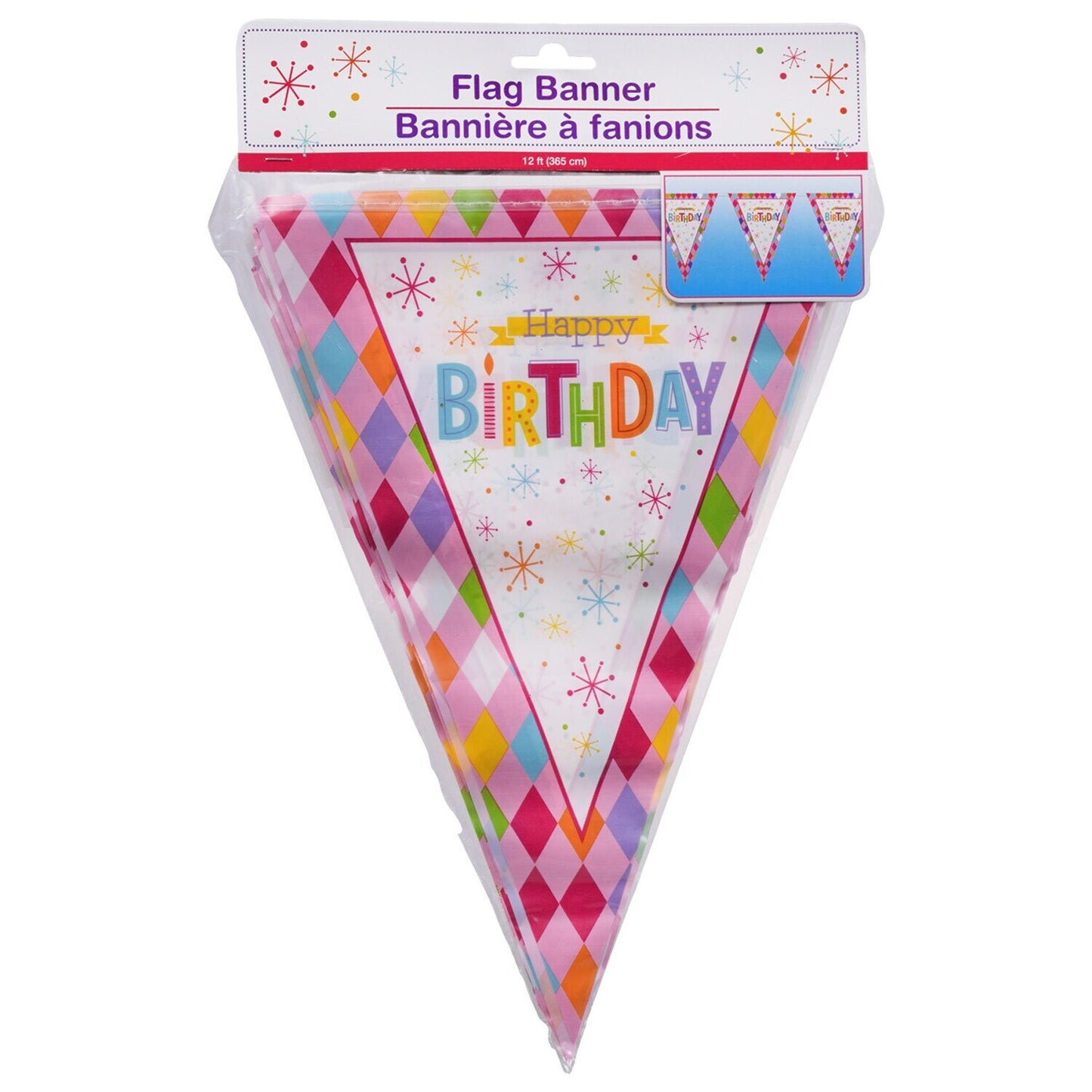 Happy Birthday Diamond Party Flag Banners, 12-ft. (Pack of 36)