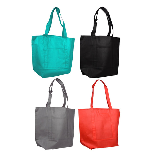 XL Polyester Tote Bags with Pockets, 16.25x18.75x1.875-in(Pack 36