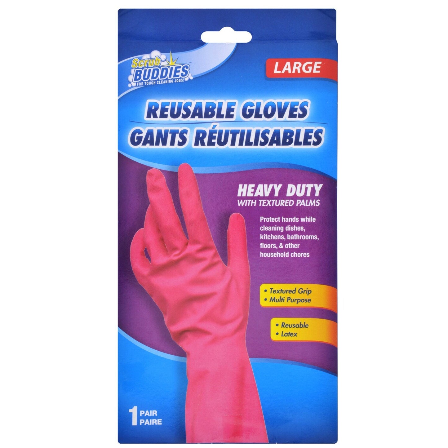 Scrub Buddies Long-Cuff Large Reusable Pink Latex Gloves