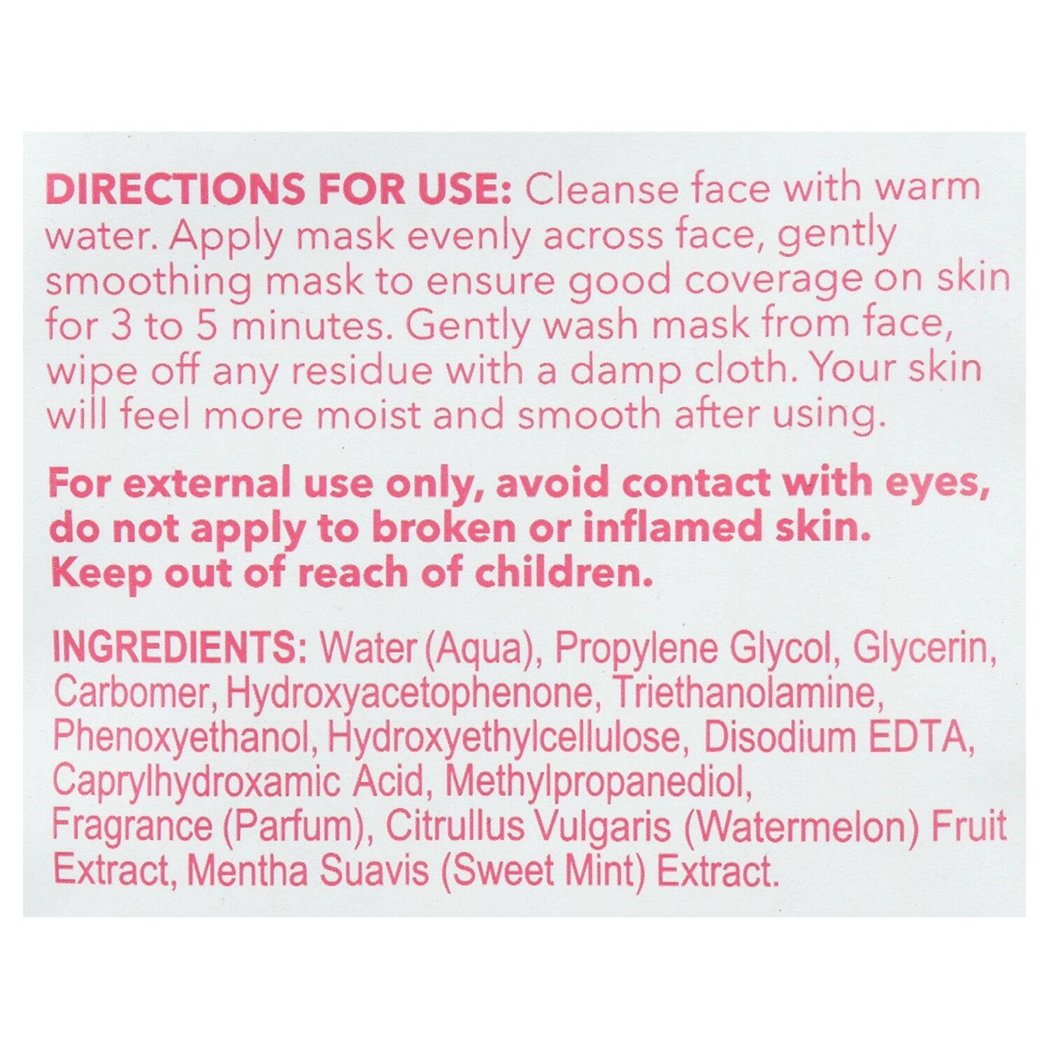 Bolero Beverly Hills Watermelon and Sweet Mint Paper Facial Masks (Pack of 36)