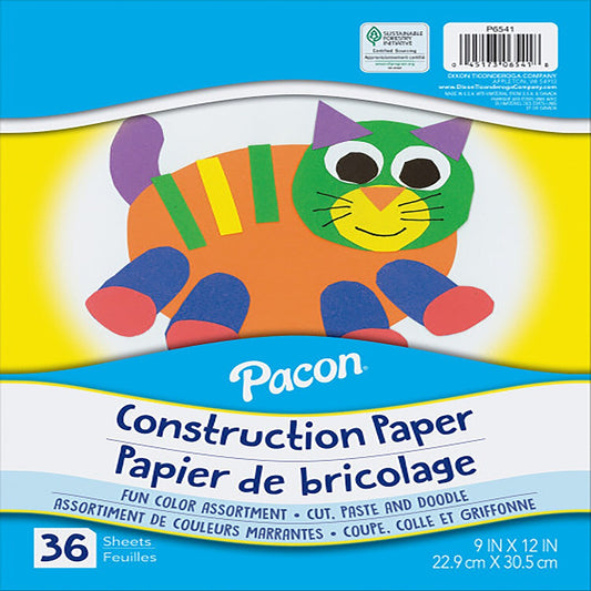Roselle Colored Construction Paper, 36 Pages (Pack of 6)