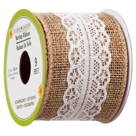 Floral Garden Lacey Burlap Ribbon, 3-yd. Rolls (Pack of 5)
