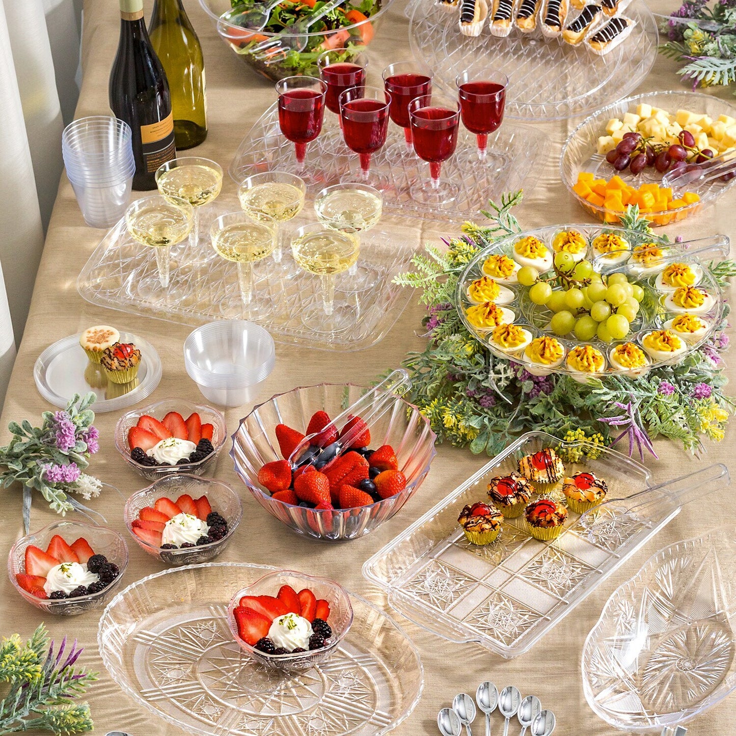 Plastic Crystal-Cut Salad Bowls, 4-ct. Packs (Pack of 6)