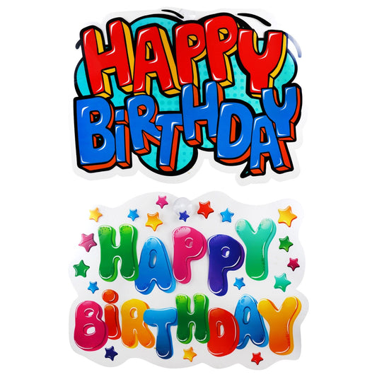 Happy Birthday Suction Cup Decor, 29x22 in. (Pack of 24)