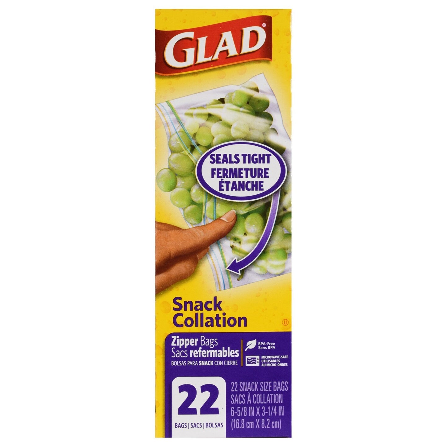 Glad Snack-Size Zipper Storage Bags, 22-ct. Boxes (Pack of 12)