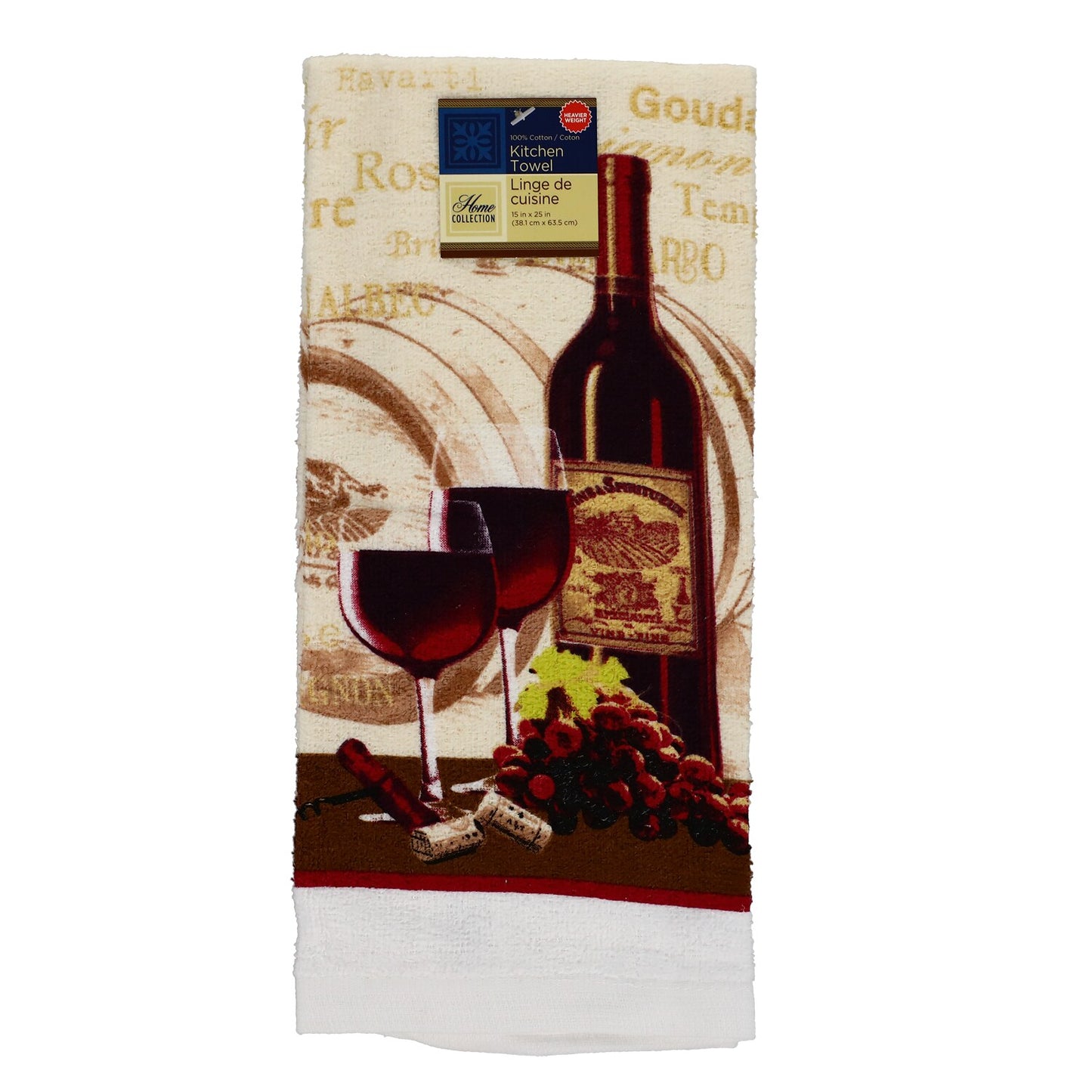 Wine Themed Kitchen Towels, 15x25 in. (Pack of 24)