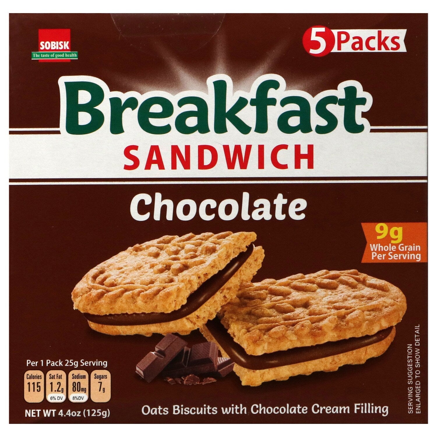 Sobisk Chocolate Breakfast Sandwich Cookies, 5.3 oz. Boxes (Pack of 15)