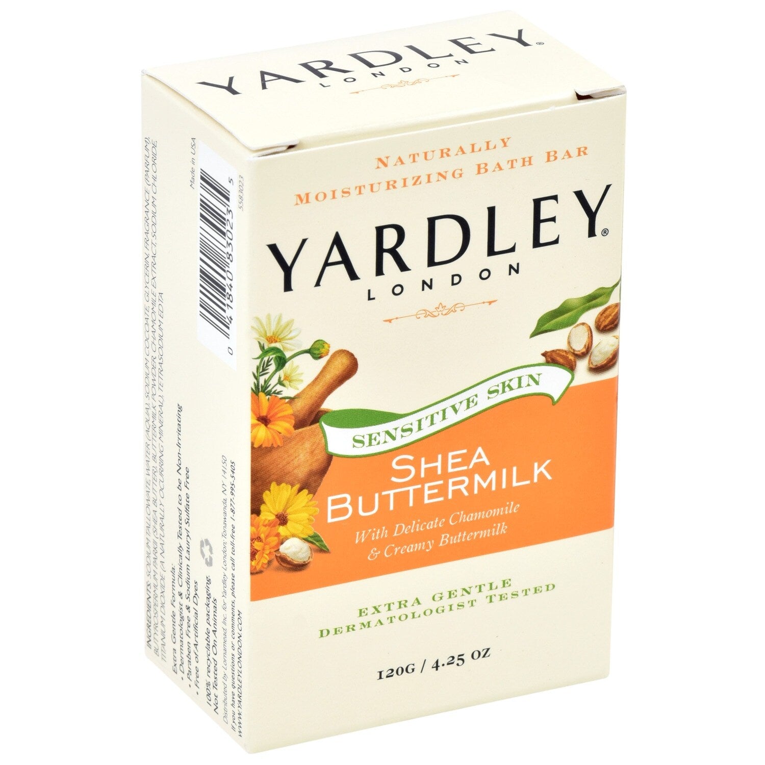 Yardley Shea Buttermilk Sensitive Skin Soap, 4.25 oz. Bars (Pack of 24)
