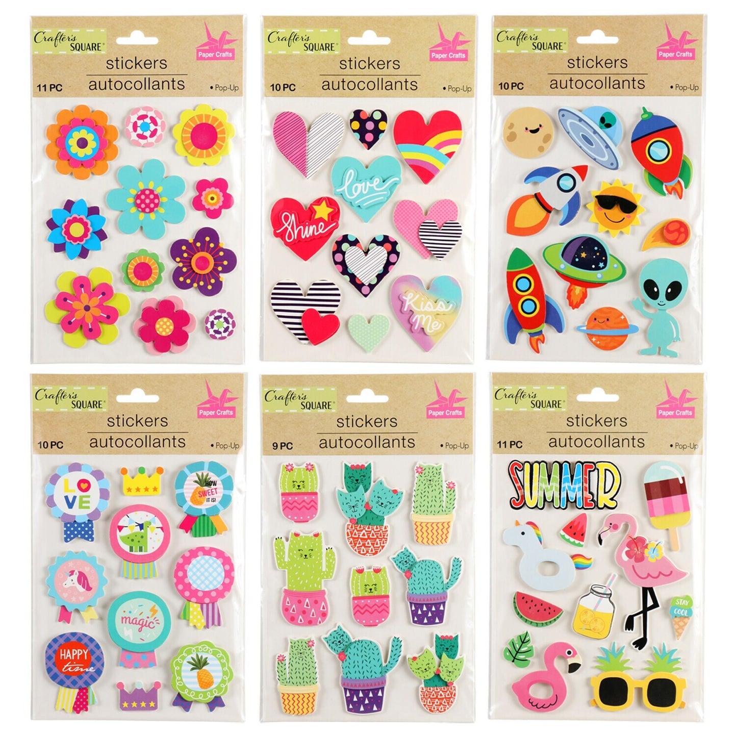 Crafter's Square Die-Cut Pop-Up Stickers, 7.25x5.625-in. Sheets (Pack of 30)