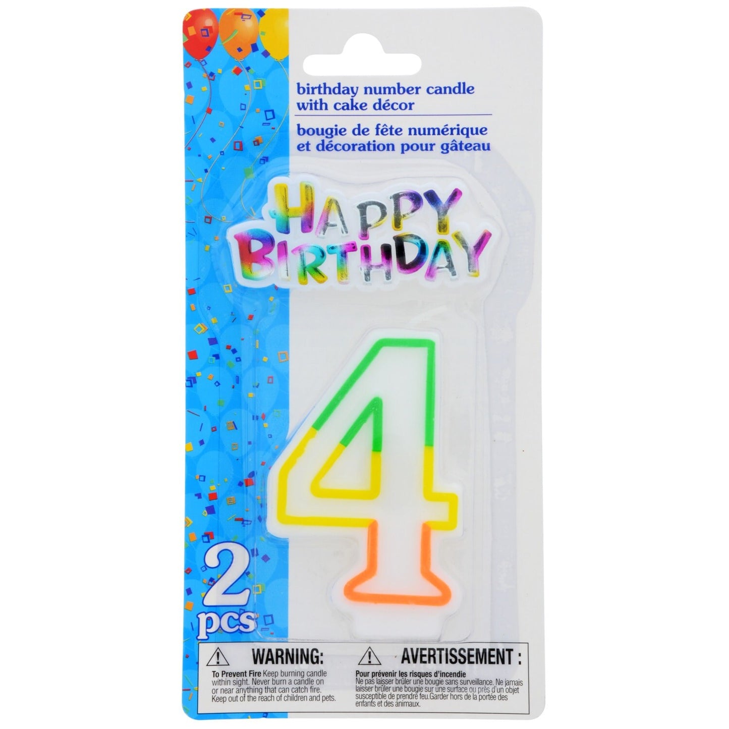 Number 4 Birthday Candles with Cake Decor, 2-pc. (Pack of 12)