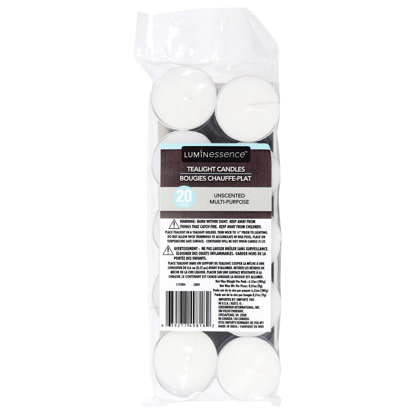 Luminessence Unscented White Tealight Candles, 20-ct. Packs (Pack of 4)