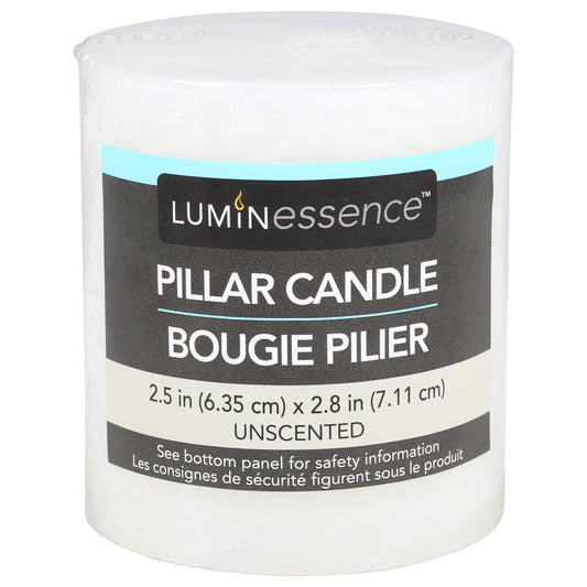 Luminessence Unscented White Pillar Candles, 2.875x2.5 in. (Pack of 4)
