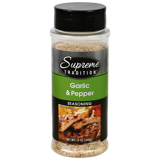 Supreme Tradition Garlic & Pepper Seasoning, 12 oz. Shakers (Pack of 12)