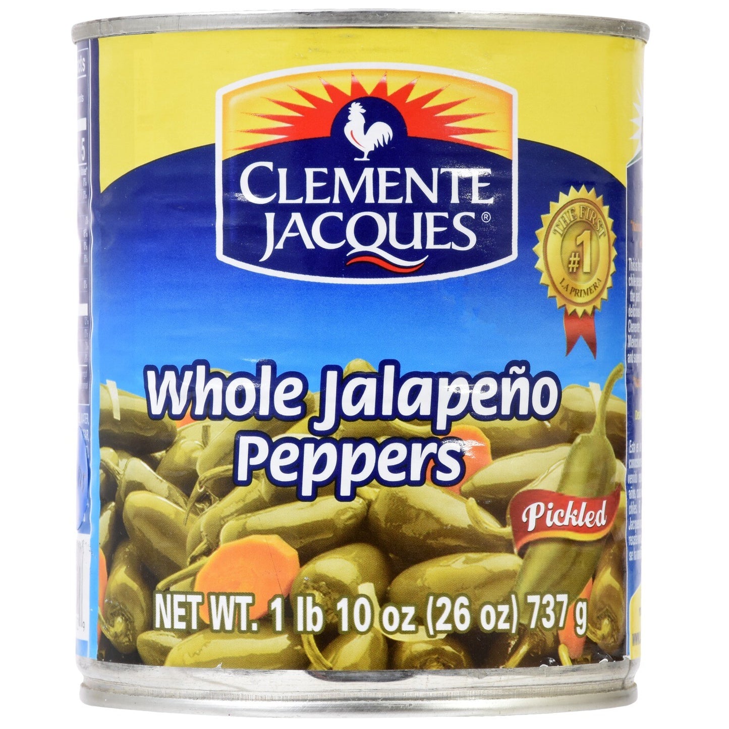 Clemente Jacques Pickled Whole Jalapenos, 26 oz. Cans (Pack of 12)