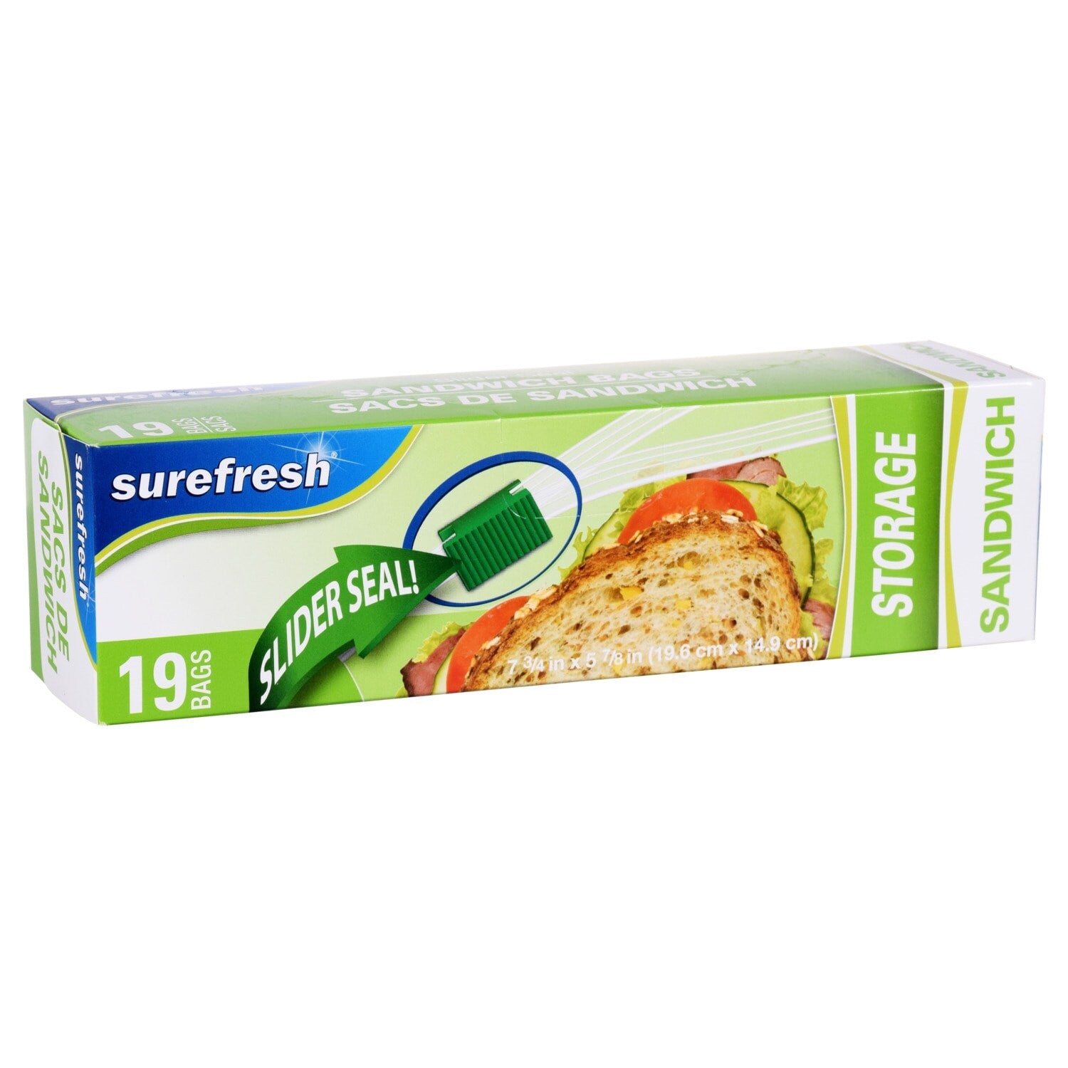 Sure Fresh Slider Zipper Seal Sandwich Bags, 19-ct. Boxes (Pack of 36)