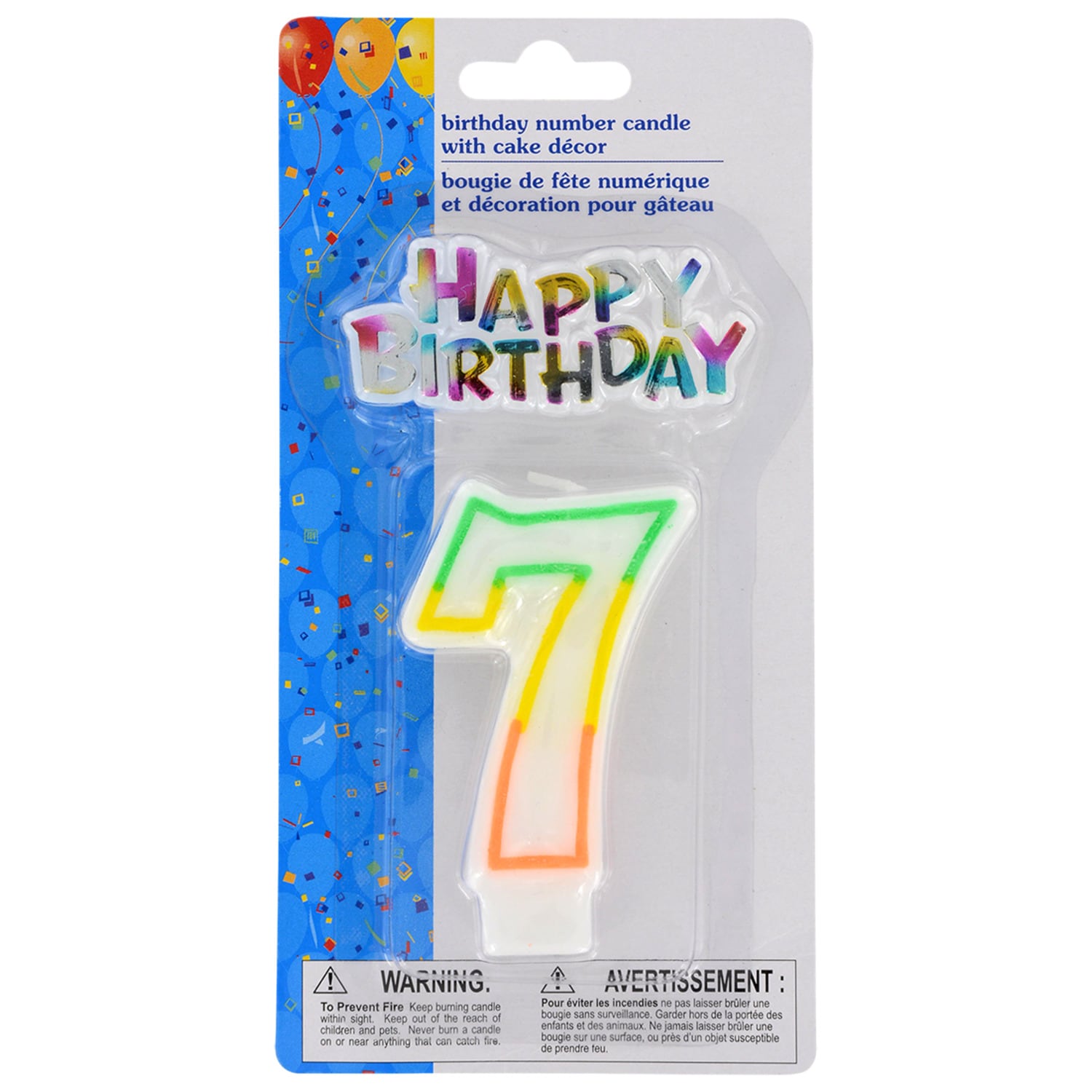 Happy 7th Birthday Candles with Cake Decor, 2-pc. Sets (Pack of 12)