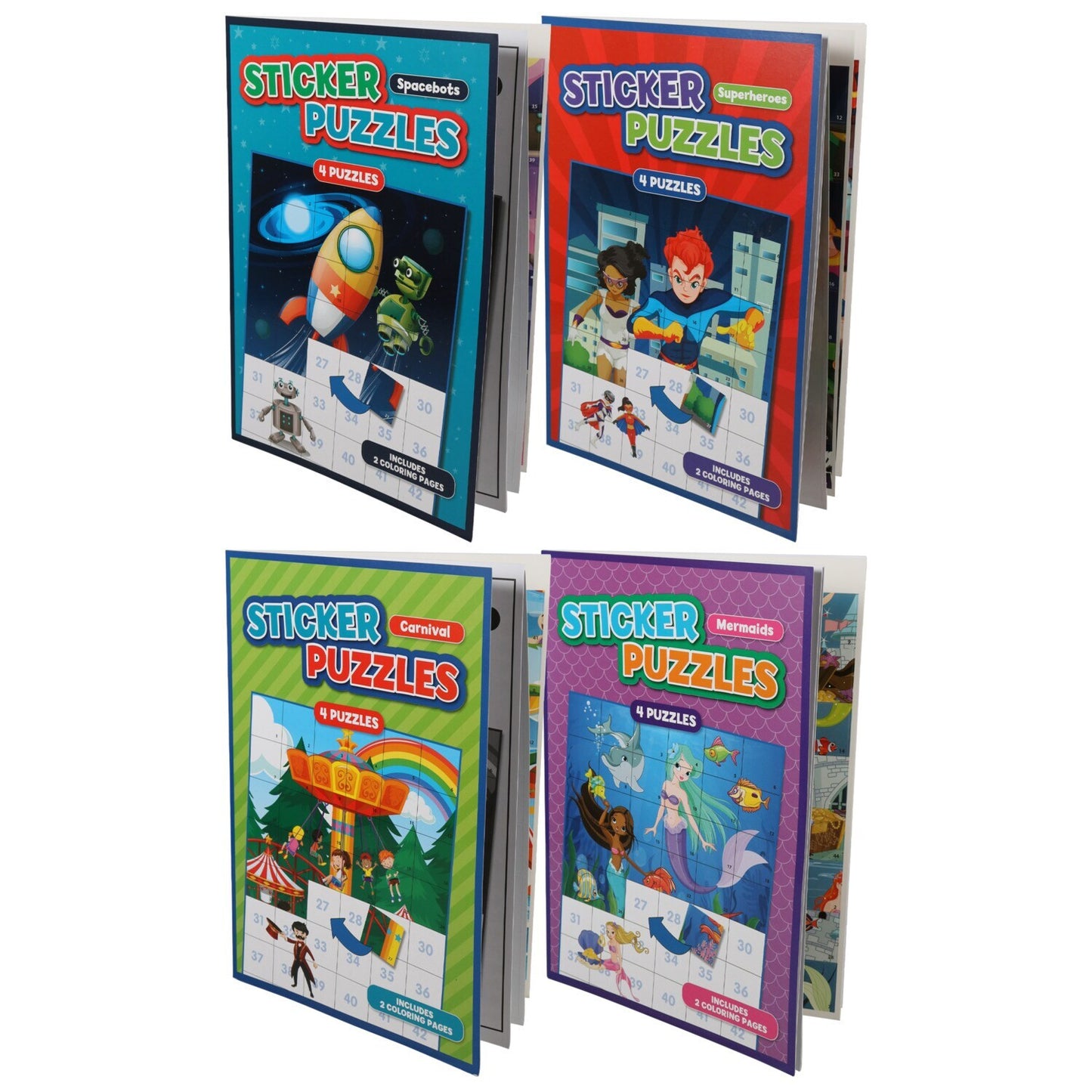 Kids Sticker Puzzle Books, 12 Pages (Pack of 24)