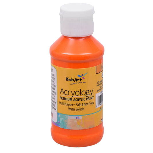 Rich Art Premium Acrylic Orange Paints, 4-fl.oz. Containers (Pack of 12)