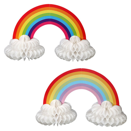Rainbows with Honeycomb Clouds Hanging Decorations, 15 in. (Pack of 24)